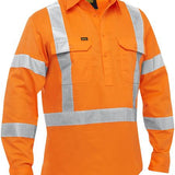 BISLEY X TAPED CLOSED FRONT HI VIS COOL LIGHTWEIGHT DRILL SHIRT - BSC6166XT