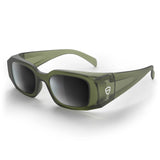 SAFESTYLE AURAS MATTE MOSS GREEN FRAME GREY POLARISED LENS