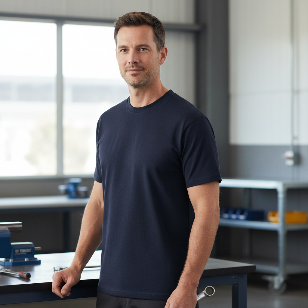 Navy T-shirt lifestyle image