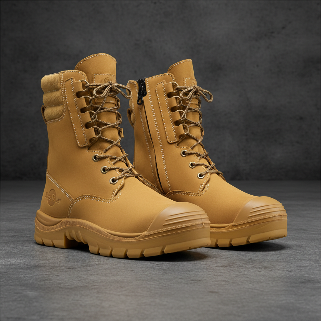 Steel Blue Collie wheat boot studio image